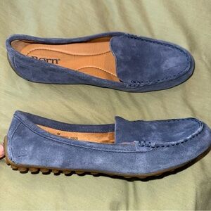 Born Axona Driving Moccasins Suede Loafers Blue 7